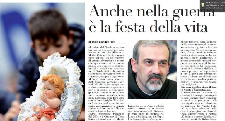 Natale, Cristiani e Medio Oriente: Intervista a Padre Pizzaballa su Il Nostro Tempo